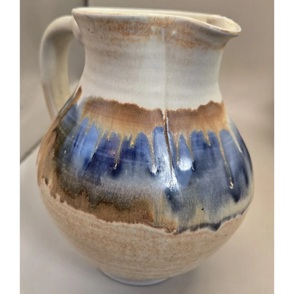 Pottery Pitcher Ice Guard. Hand‎ Thrown. Possibly Italian, Signed